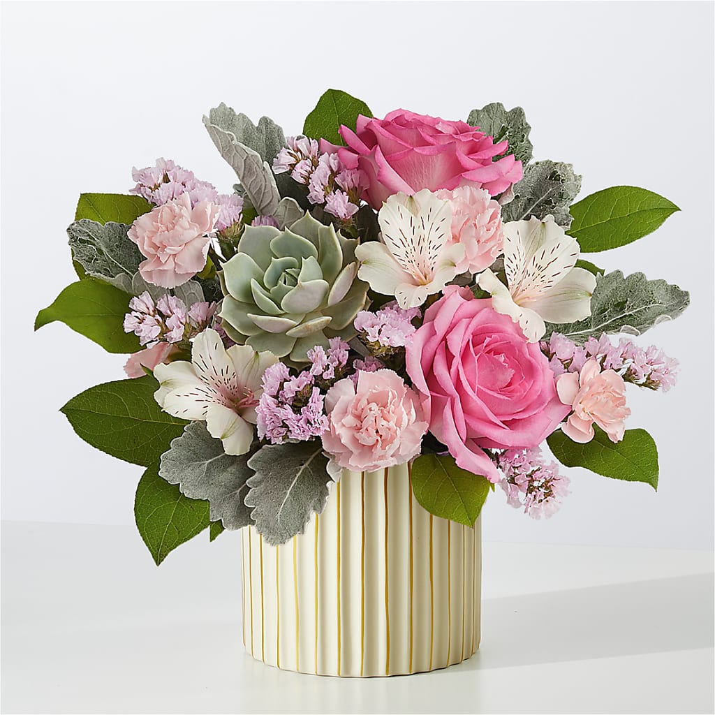 Dusty Rose Bouquet with Ivory Vase – ALBRIGHT'S INC, Columbus GA