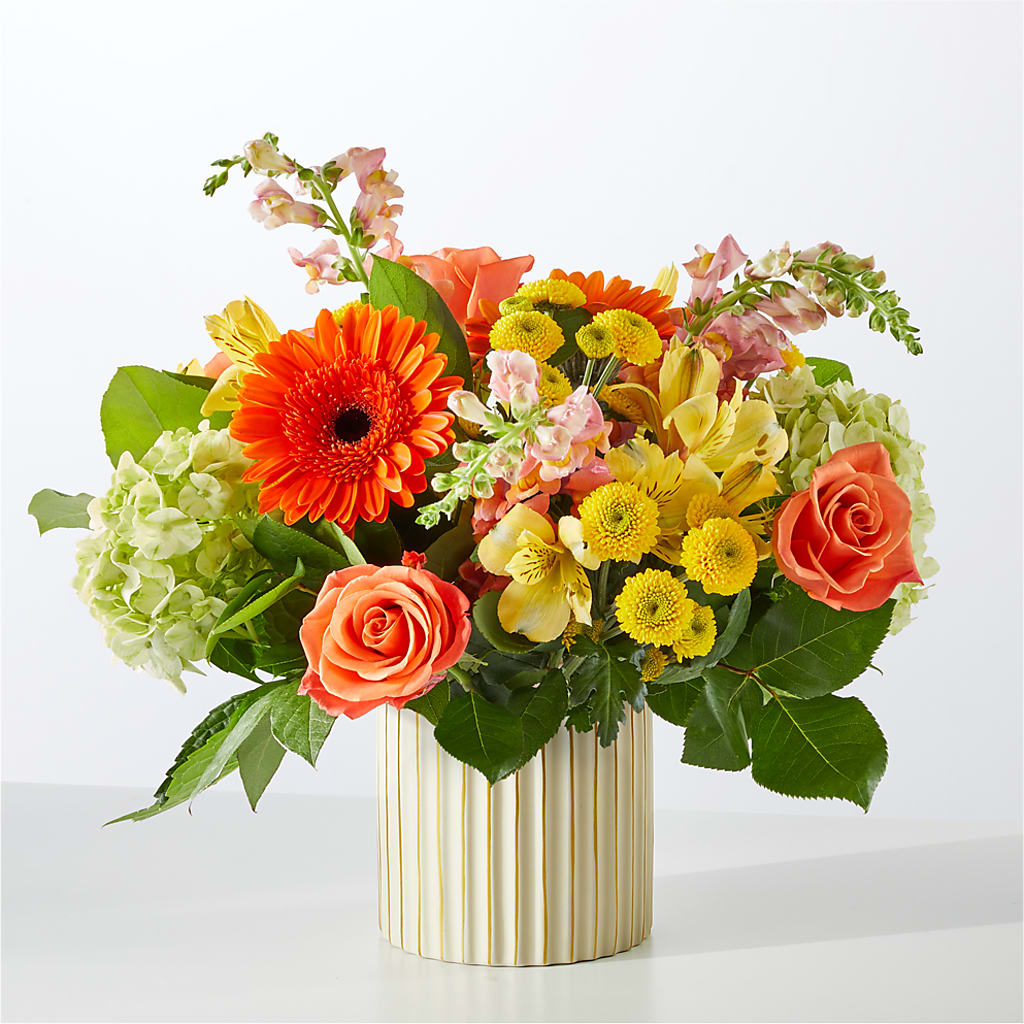 Autumn Sunshine Bouquet with Ivory Vase – ALBRIGHT'S INC, Columbus GA